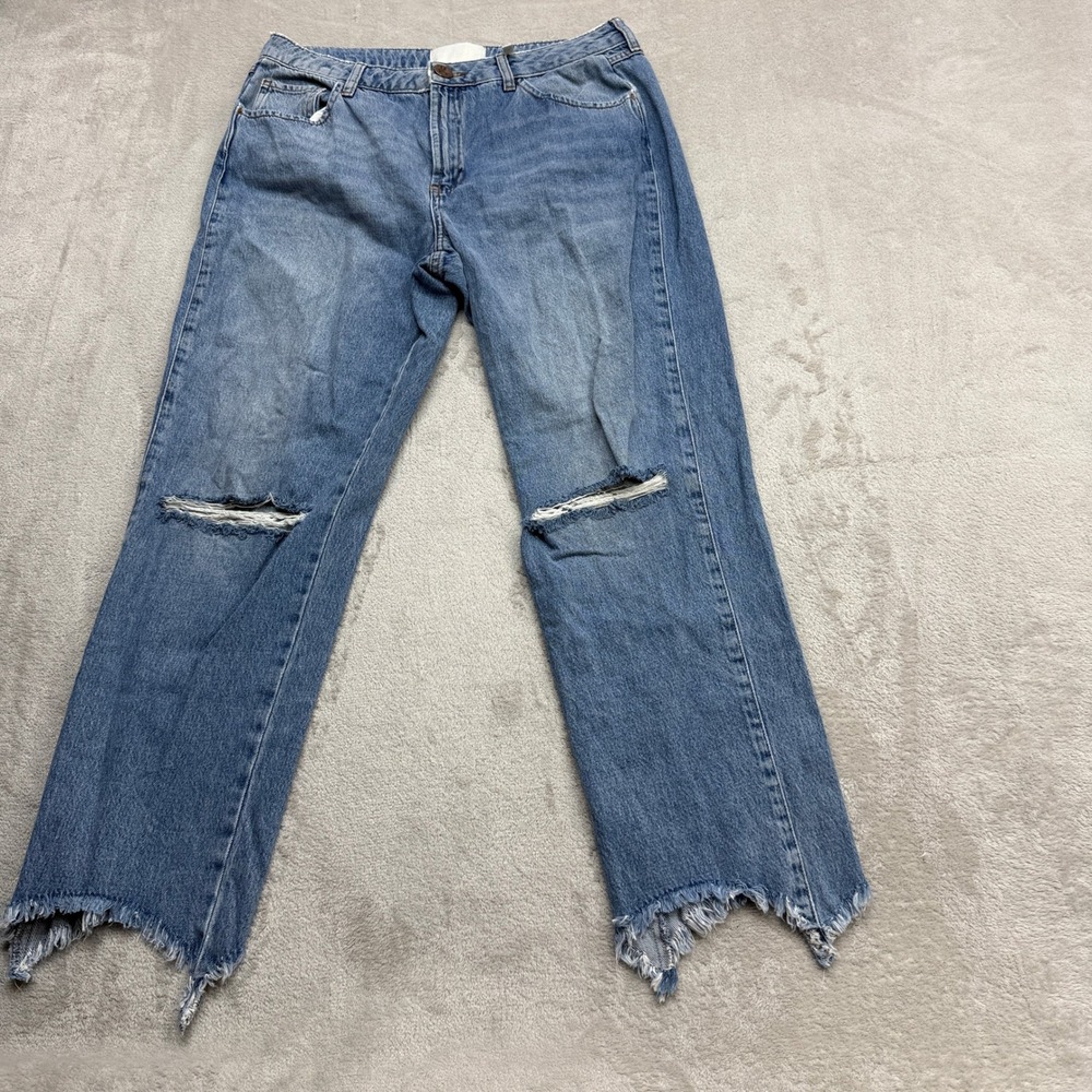 OneTeaspoon Jeans Women 29 Blue Distressed Raw Jagged Hem Straight 100% Cotton